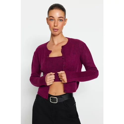 Trendyol Cardigan - Purple - Slim fit
