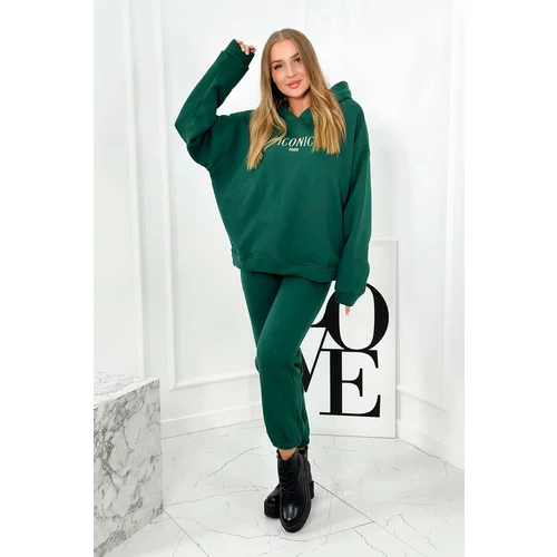 Kesi Insulated cotton set, sweatshirt with embroidery + trousers green