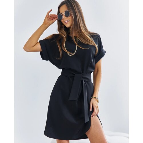 Resti Black women's dress with waist tie Cene