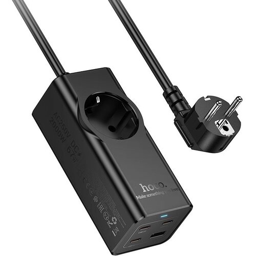 Hoco produzni kabal (kabl) 1 uticnica + usb a + 3 x type c pd QC3.0 3A 67W NS9 2 m crni Cene
