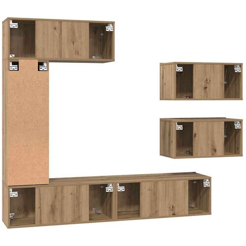 VidaXL Set TV komoda s policom Ostalo s pohranom s vratima Podesiva 6 pcs hrast artisan 30.5 x 30 x 90 cm Slike