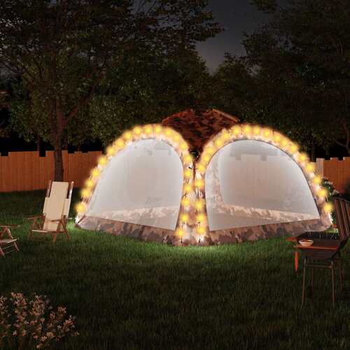 vidaXL Vrtni šotor z LED in 4 stranicami 3,6x3,6x2,3 m kamuflažen, (20609700) Cene