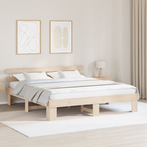 VidaXL posteljni okvir z vzglavjem 180x200 cm iz trdega lesa bor Slike
