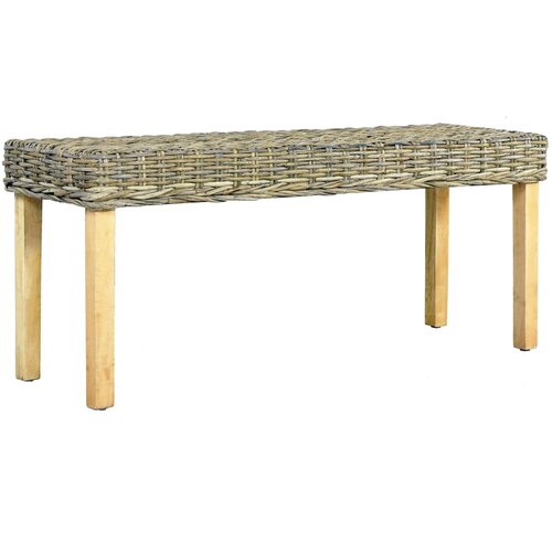 VidaXL Klupa 110 cm od prirodnog ratana kubu i masivnog drva manga Slike