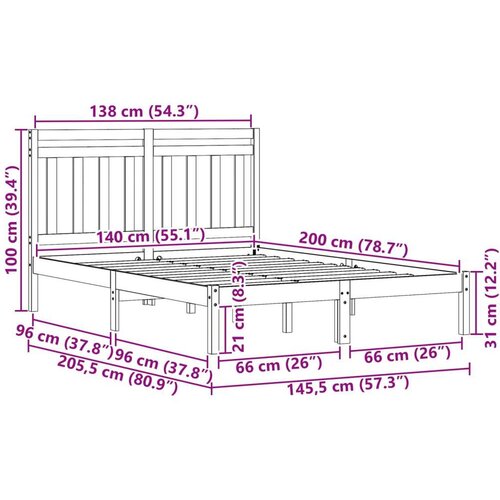  Okvir za krevet 2 pcs Vosak smeđa 140 x 200 cm Slike