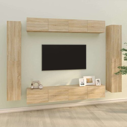  8-dijelni set TV ormarića boja hrasta sonome konstruirano drvo Cijene