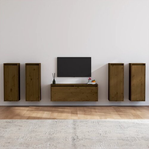 The Living Store TV omarica 5 kosov medeno rjava trdna borovina - TV Omarica, (21375511) Slike