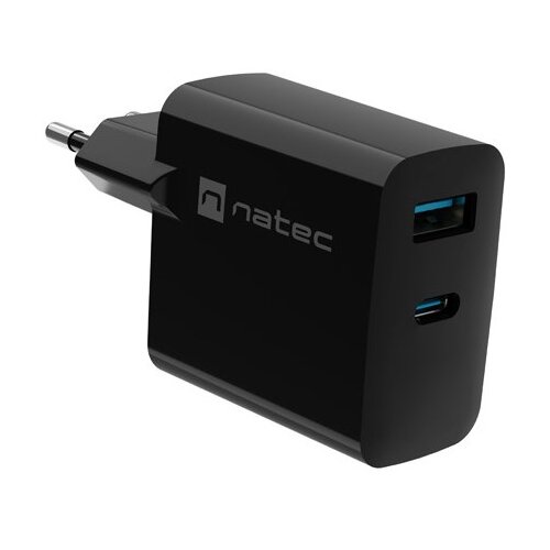Natec RIBERA GAN CHARGER 1x USB-A + 1x USB-C 45W BLACK Slike