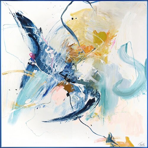 Malerifabrikken Slika z ročno naslikanimi elementi 102x102 cm Confidential Blue &amp;ndash; Slike