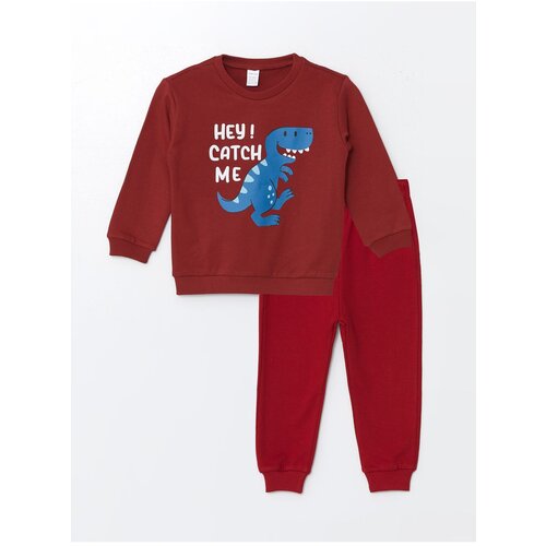 LC Waikiki Crew Neck Long Sleeve Printed Baby Boy Sweatshirt and Tracksuit Bottom 2-Piece Set Cene