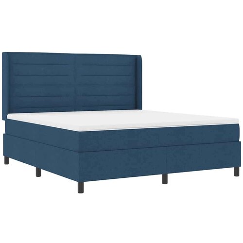  LED Box Spring Krevet s madracem Plava 180 x 200 cm tkanina Slike