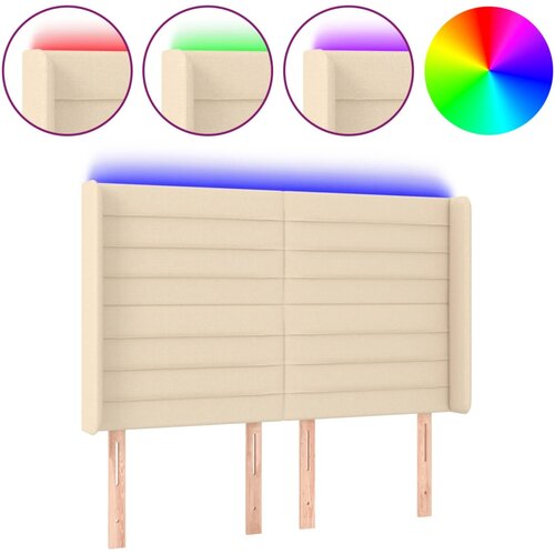 Maison Chic led posteljno vzglavje - vzglavna omarica - nočna omarica krem 147x16x118/128 cm blago, (21706643) Cene