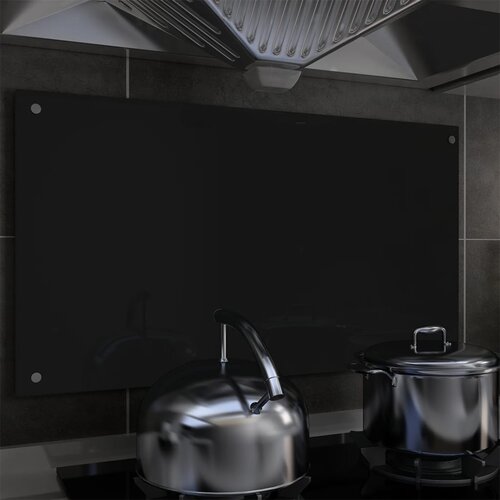 vidaXL Kuhinjska zaščitna obloga črna 90x50 cm kaljeno steklo Cene