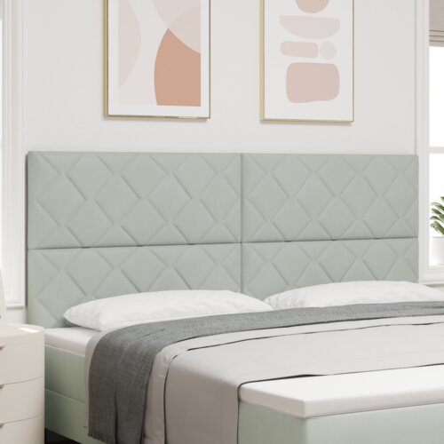  LED Uzglavlje Dijamant Blok Dizajn Svjetlosiva 200 cm Velvet Slike