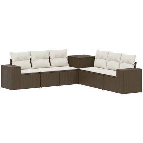  Set sofe 7 kom. Smeđa i krem bijela 55 x 55 x 69 cm 255 x 255 x 85 cm Slike
