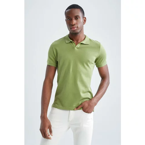 Defacto Slim Fit Polo Neck Basic Knitwear Short Sleeved T-Shirt