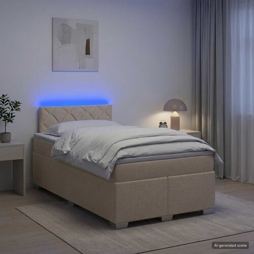  Krevet s box springom, madracem i LED-om Krem 120 x 190 cm Cijene