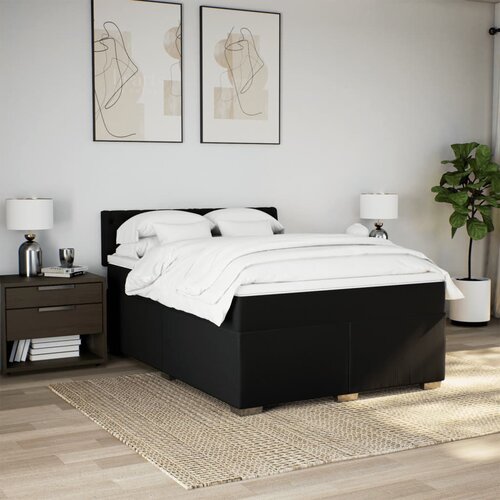  Krevet s oprugama i madracem crni 140 x 190 cm od tkanine Slike
