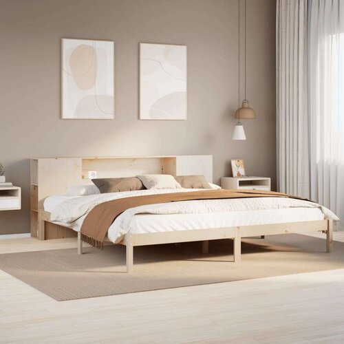 VidaXL Krevet s regalom za knjige bez madraca 180x200 cm od borovine Slike