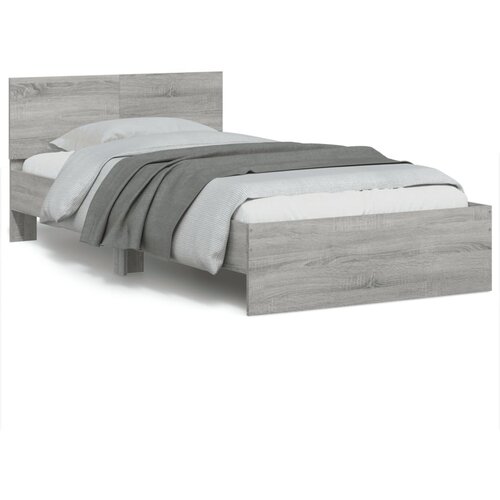 VidaXL Posteljni okvir z vzglavjem siva sonoma 100x200 cm inž. les Slike