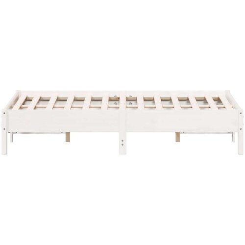 VidaXL Posteljni okvir bel 135x190 cm trdna borovina Slike