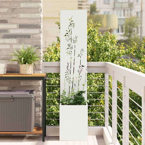 VidaXL Vrtni Sadič s Dekorativnom Pločom Bijelo 32 x 140 cm Slike