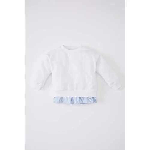 Defacto Baby Girl Crew Neck Striped Sweatshirt