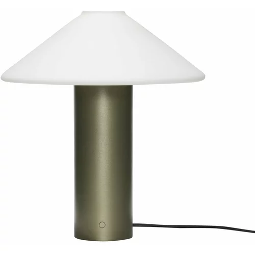 Hübsch Tamno zelena stolna lampa sa staklenim sjenilom (visina 40 cm) Orbit –