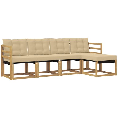 vidaXL Zunanja garnitura za sedenje z blazino 5 pcs Bela in bež, (5000269967) Cene