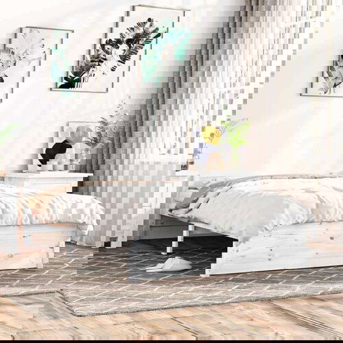  Posteljni okvir bel iz trdnega lesa 135x190 cm 4FT6, (20646772) Cene