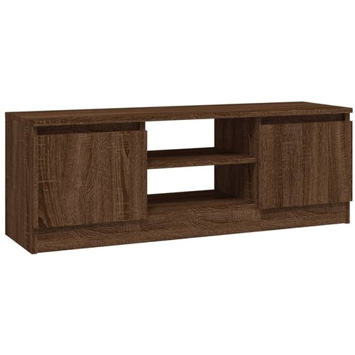 Maison Chic TV omarica - TV stojalo - Televizijska omarica z vrati rjav hrast 102x30x36 cm, (21699985) Slike