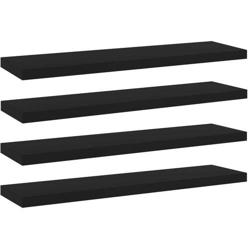 Police za knjige 4 kom crne 40 x 10 x 1 5 cm od iverice Slike