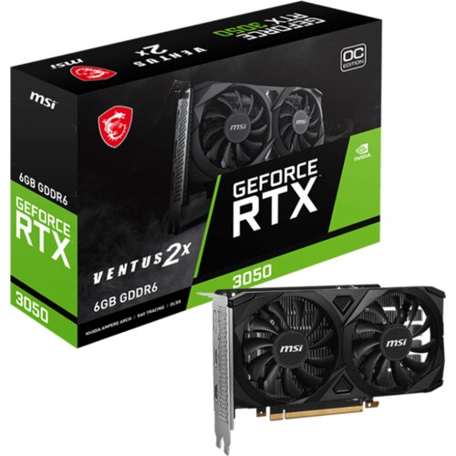 MSI Video Card NVIDIA GeForce RTX 3050 VENTUS 2X 6G OC (6GB GDDR6/96bit, 1xDP, 2xHDMI) Cijene