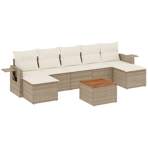  8-dijelni set vrtnih sofa od poliratana s jastucima bež 62 x 62 x 69 cm Slike
