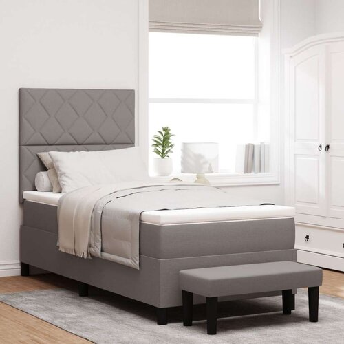 VidaXL Krevet s box springom s madracem i klupom taupe 90x190 cm tkanina Slike
