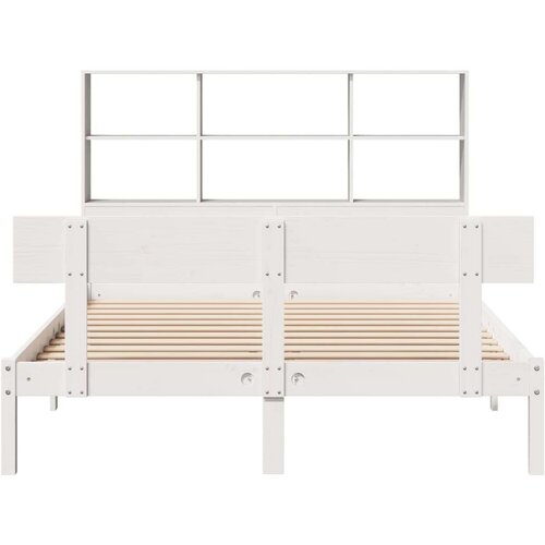 VidaXL Krevet s regalom z knjige bez madraca bijeli 140x190cm borovina Slike