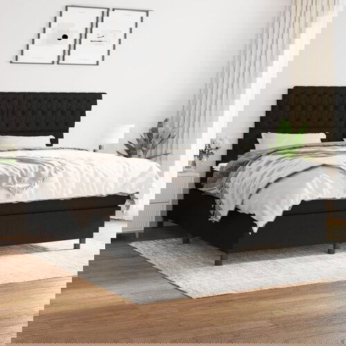 The Living Store Box spring postelja z vzmetnico črna 180x200 cm blago - Box Spring Postelja, (21511977) Slike