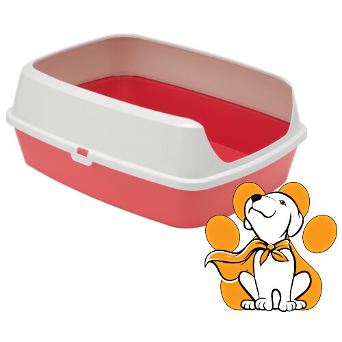 Moderna maryloo with rim spicy coral large, toalet za mačke u crvenoj boji Cene