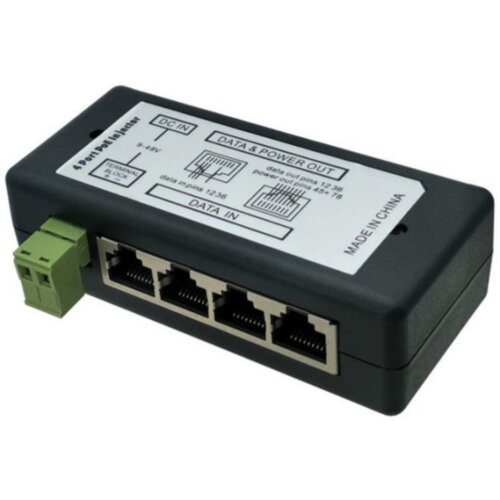 Gembird POE-INJ-4xRJ45 4CH pasivni prolazni poe injector, for ip network camera ubiquiti and mikrot Slike