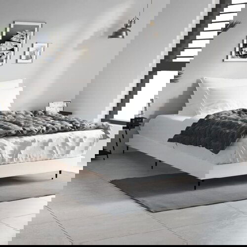 VidaXL Posteljni okvir bel 100x200 cm inženirski les Slike