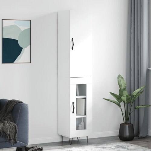  Visoka komoda bijeli 34,5x34x180 cm od konstruiranog drva Slike