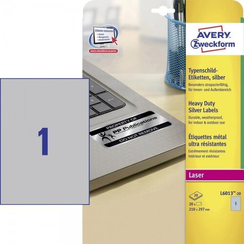 Avery Zweckform Zelo odporne etikete iz metaliziranega poliestra, srebrne 210 x 297 mm Cene