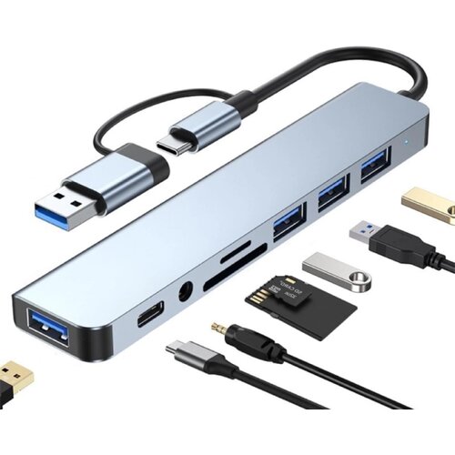 FastAsia USB 3.0+TIP C na 4xUSB 3.0+TIP C+SD/micro sd+ Audio metal HUB Cene