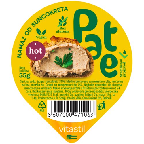 Vitastil Namaz (pate) od suncokreta, hot, Vitastill 55g Cene
