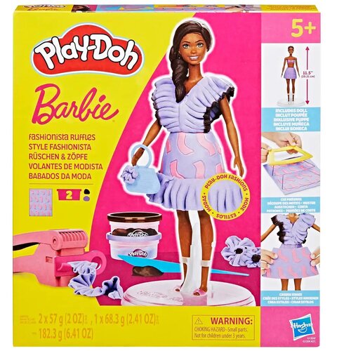 Hasbro play-doh: barbie fashionista komplet plastičnega modeliranja z valovito obleko in punčko Cene