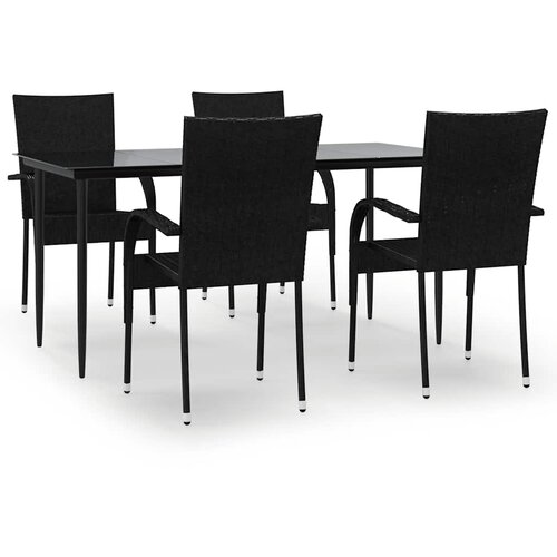  5-dijelni vrtni blagovaonski set od poliratana crni Crna Dužina stola 160 cm Slike