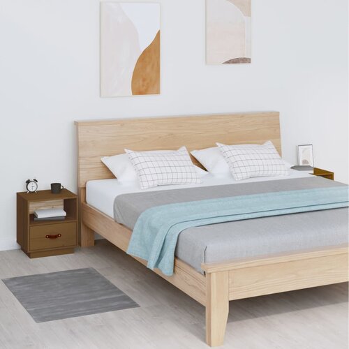 vidaXL Nočna omarica 2 kosa medeno rjava 40x34x45 cm trdna borovina Cene
