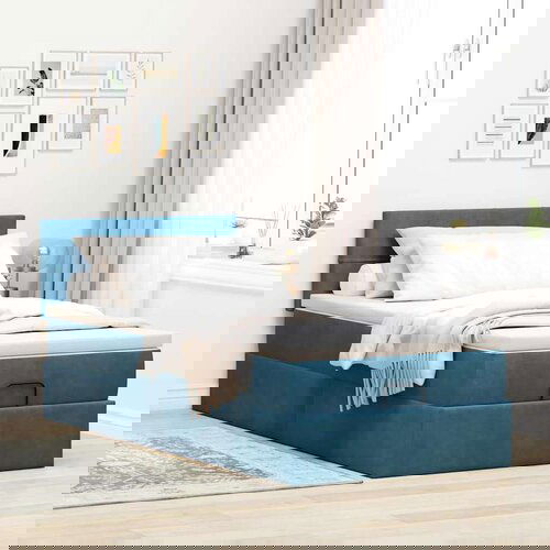 vidaXL Okvir kreveta s madraca tamnoplavi 90x200cm baršunasti Cene