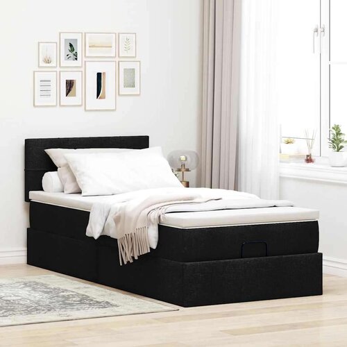 VidaXL otomanski okvir kreveta s madraca crni 80x200cm od tkanine Slike
