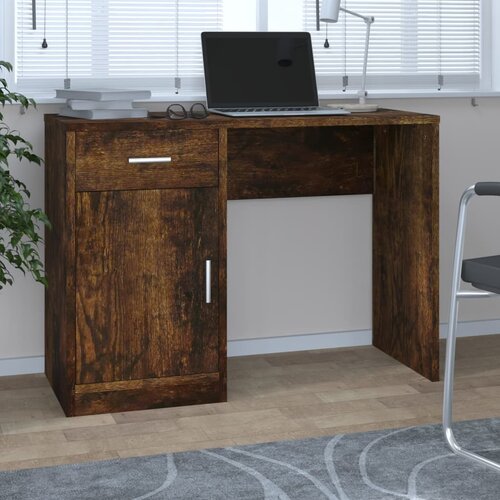 vidaXL Pisalna miza s predalom in omarico dim. hrast 100x40x73 cm les Cene
